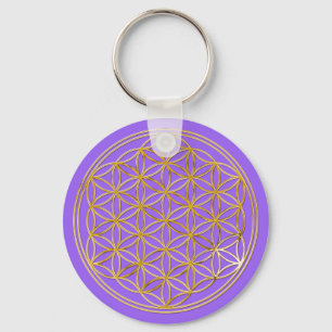 Blume des Lebens klein lila Key Ring