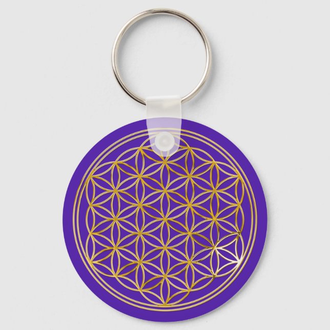 Blume des Lebens | klein violet Key Ring (Front)
