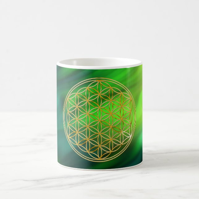 Blume des Lebens | klein waves green BG Coffee Mug (Center)