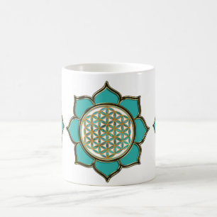 Blume des Lebens Lotus - türkis / 3x Coffee Mug
