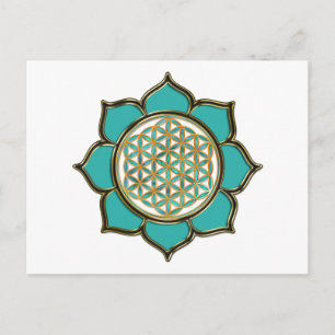 Blume des Lebens Lotus - türkis / transparent Postcard