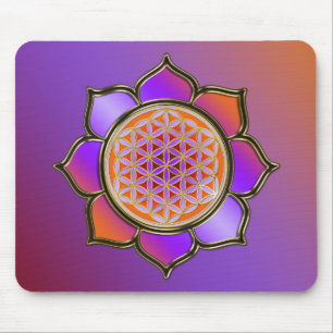 Blume des Lebens Lotus - violet orange / coloured Mouse Pad