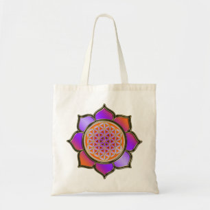 Blume des Lebens Lotus - violet orange Tote Bag