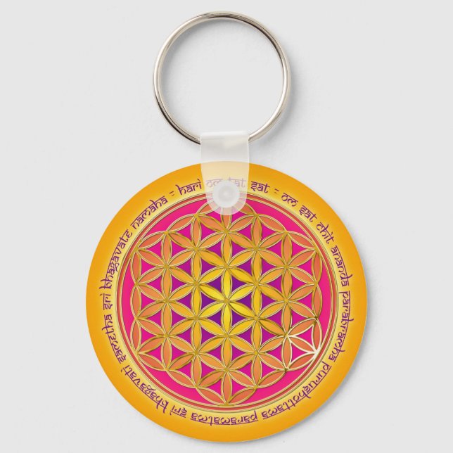 Blume Des Lebens mit Moola-Mantra Key Ring (Front)