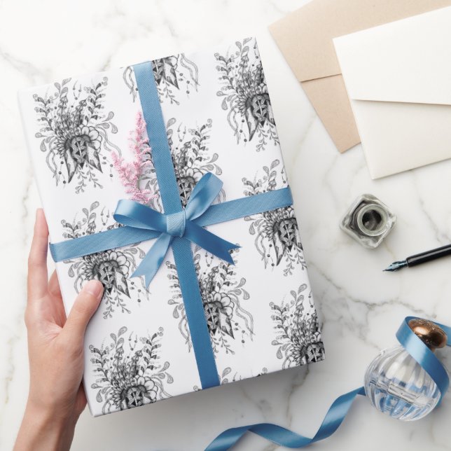 Blume Tangle Art, gezeichnet -  Wrapping Paper (Gifting)