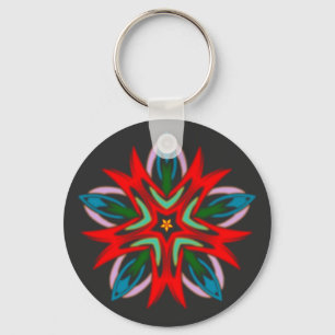 Blume weihnachtsstern fantasy red blue green key ring