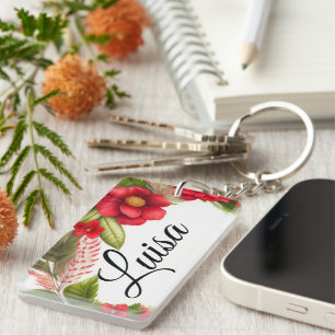Blumen Kranz Aquarellzeichnung Key Ring