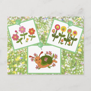 Blumenbild mit Schnecke Postkarte Postcard