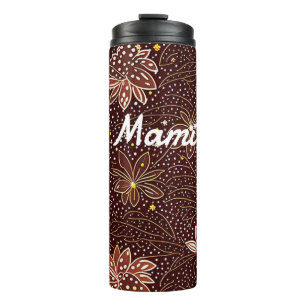 Blumenmuster braun thermal tumbler