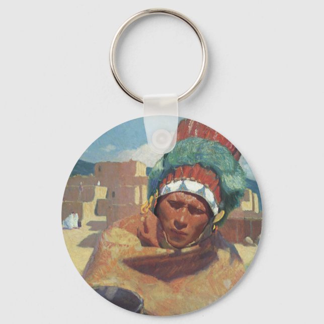 Blumenschein, Taos Native American Indian Portrait Key Ring (Front)