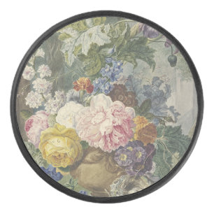 Blumenstrauß in einer Vase mit Vogelnest Hockey Puck