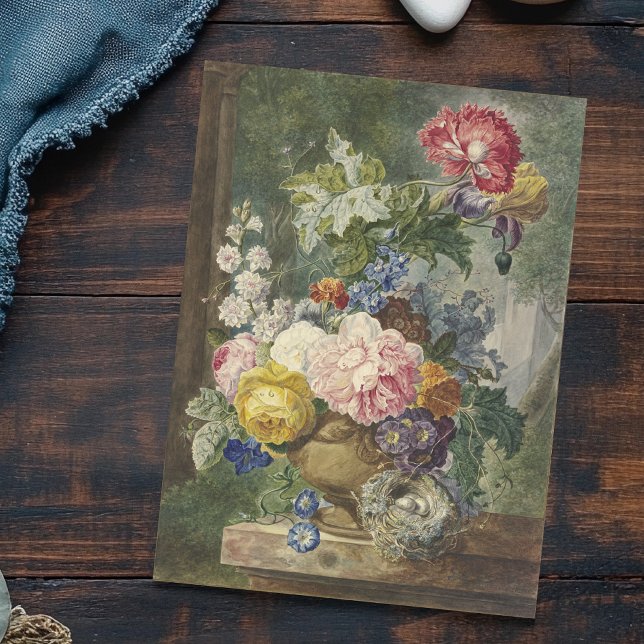 Blumenstrauß in einer Vase mit Vogelnest Postcard (Creator Uploaded)