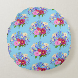 Blumenstrauss Light Blue Round Cushion