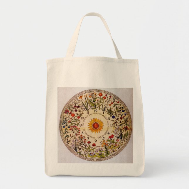 Blumenuhr Flower Clock  Grocery Tote (Front)