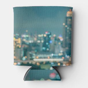 Blur city lights, rooftop view. can cooler
