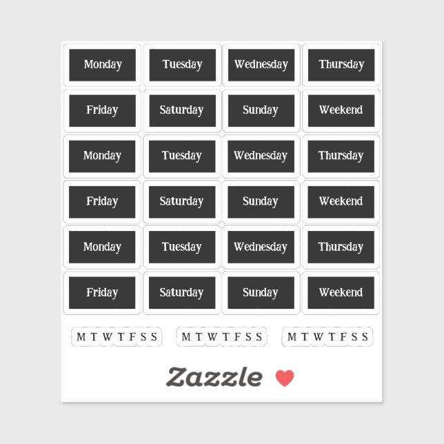 Blurbs. Days Of The Week - Mono (Sheet)