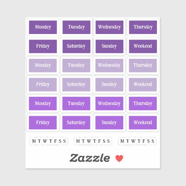 Blurbs. Days Of The Week - Purple Hues (Sheet)