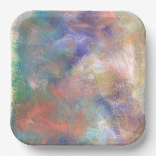 Blurred Abstract Paint Pattern Paper Plate