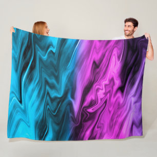 Blurred background fashionable crimson and blue  fleece blanket