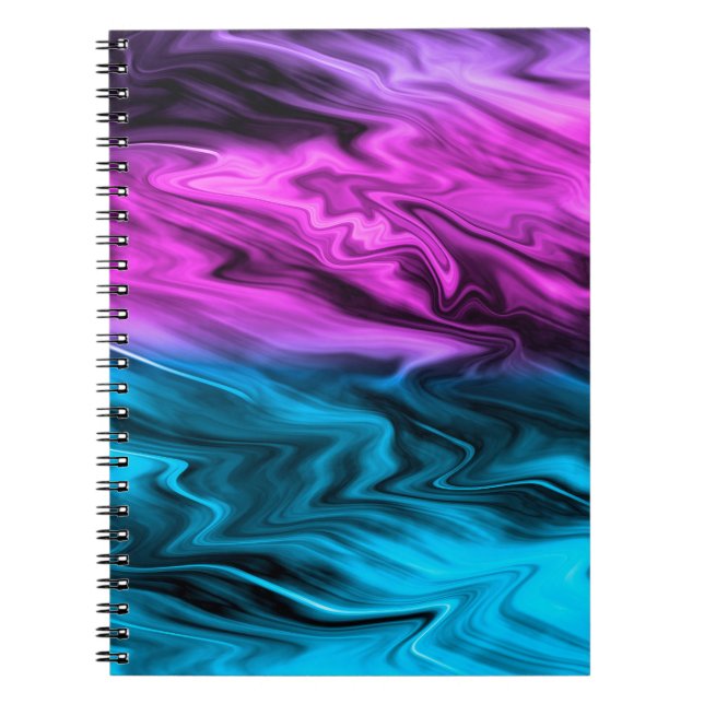 Blurred background fashionable crimson and blue  notebook (Front)