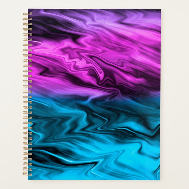 Blurred background fashionable crimson and blue   planner (Front)