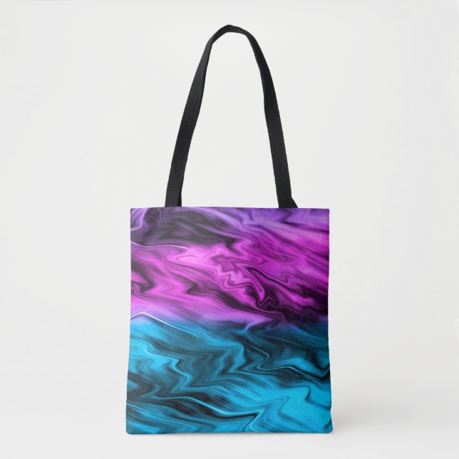 Blurred background fashionable crimson and blue  tote bag (Front)