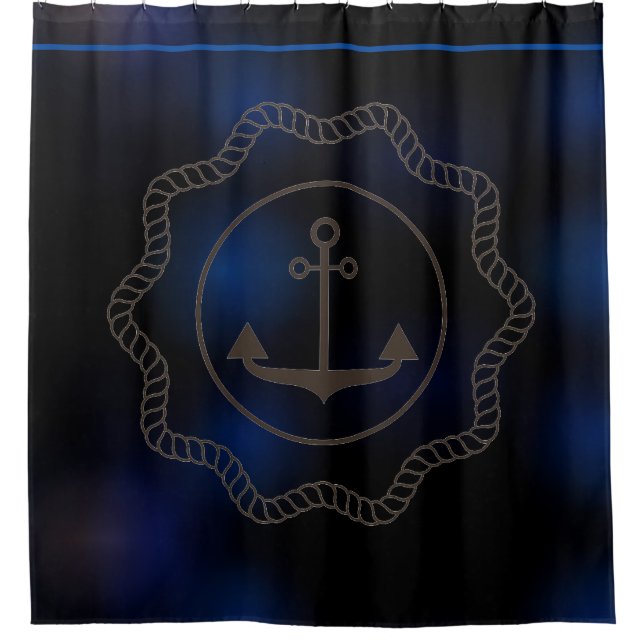 Blurred Blue and Black Background Marine Element Shower Curtain (Front)