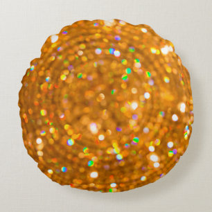 Blurred bokeh christmas golden luxury. round cushion