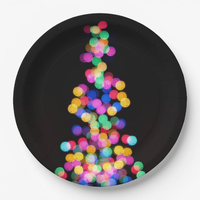 Blurred Christmas Lights Paper Plate (Front)