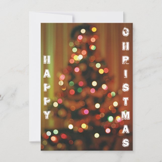 Blurred Christmas tree lights card (Front)