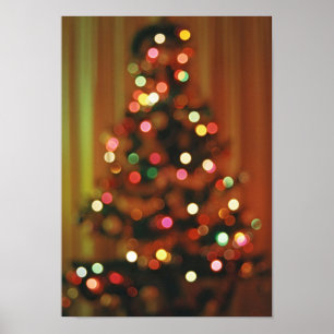Blurred Christmas tree lights Poster