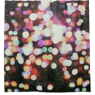 Blurred concert lights: defocused entertainment. shower curtain