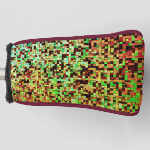 Blurred green and brown small squares or tiles golf head cover
