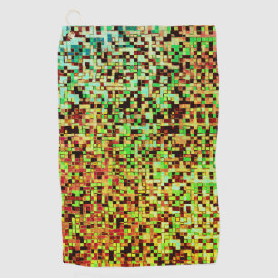 Blurred green and brown small squares or tiles golf towel