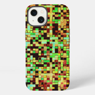 Blurred green and orange small squares or tile iPhone 13 case