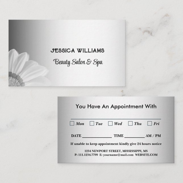 Blurred Grey Background Blurred Gerbera Flower  Appointment Card (Front/Back)