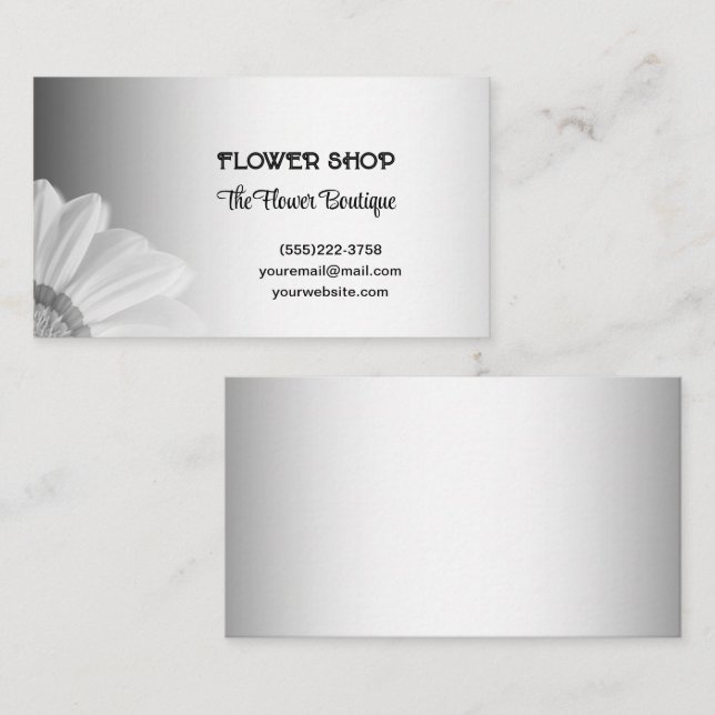 Blurred Grey Background Blurred Gerbera Flower Business Card (Front/Back)