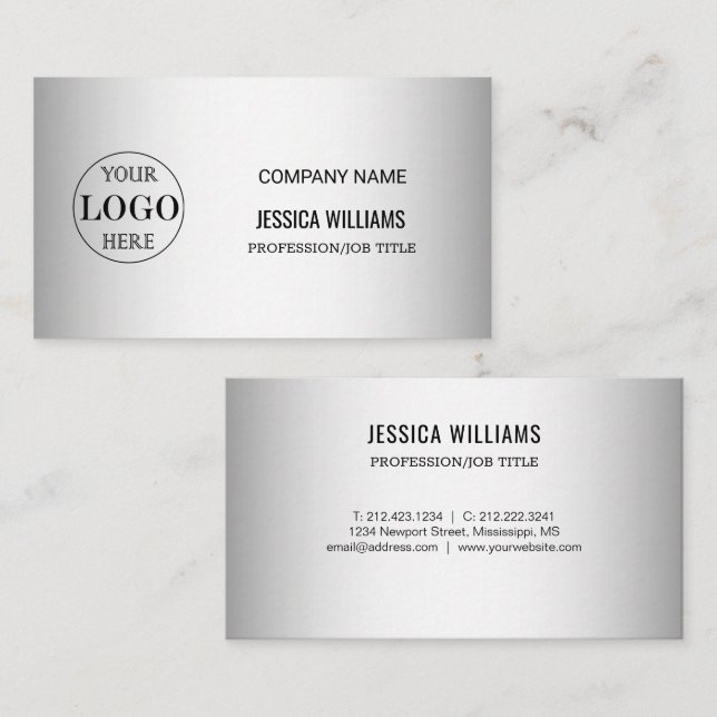 Blurred Grey Background Custom Logo Business Card (Front/Back)