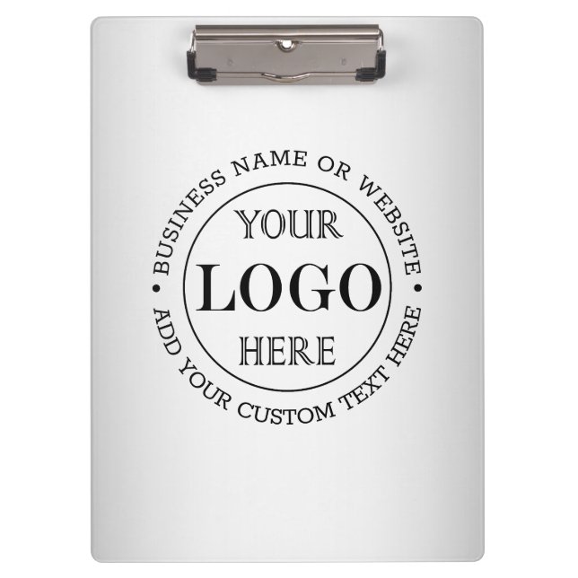 Blurred Grey Background Custom Logo Business Clipboard (Front)