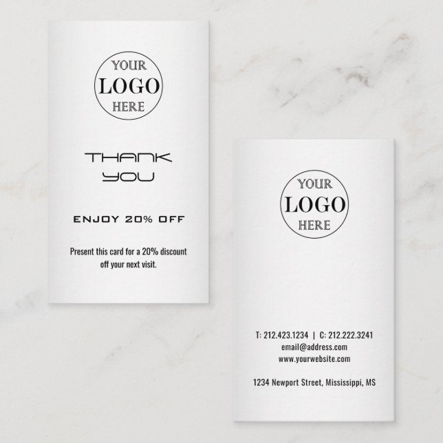 Blurred Grey Background Custom Logo Business Discount Card (Front/Back)