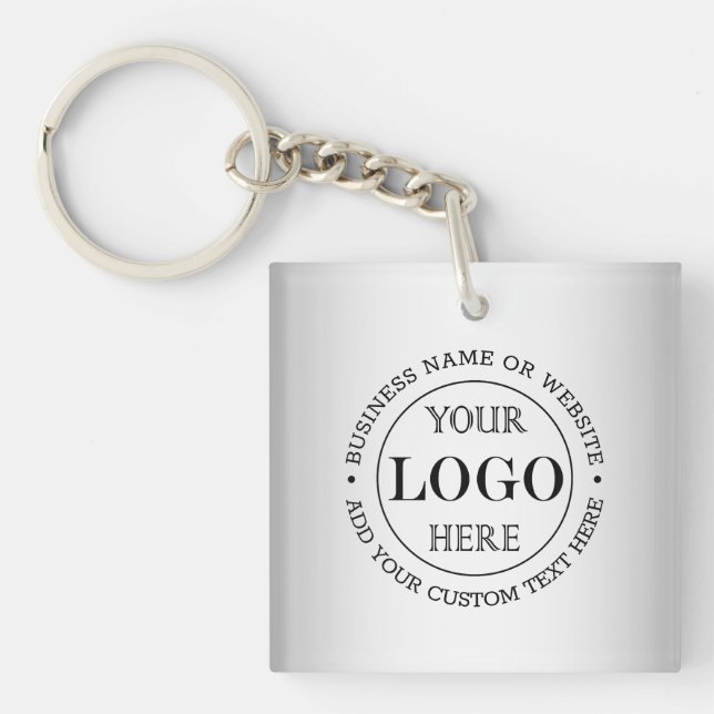 Blurred Grey Background Custom Logo Business Key Ring (Front)