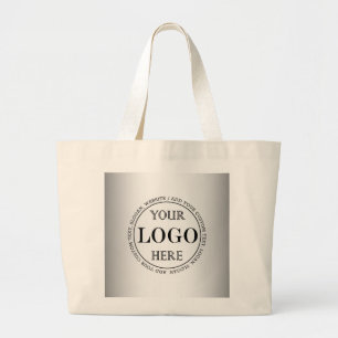 Blurred Grey Background Custom Logo Business Large Tote Bag