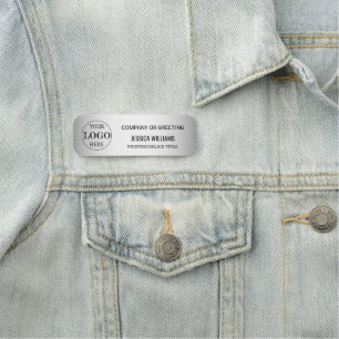 Blurred Grey Background Custom Logo Business Name Tag