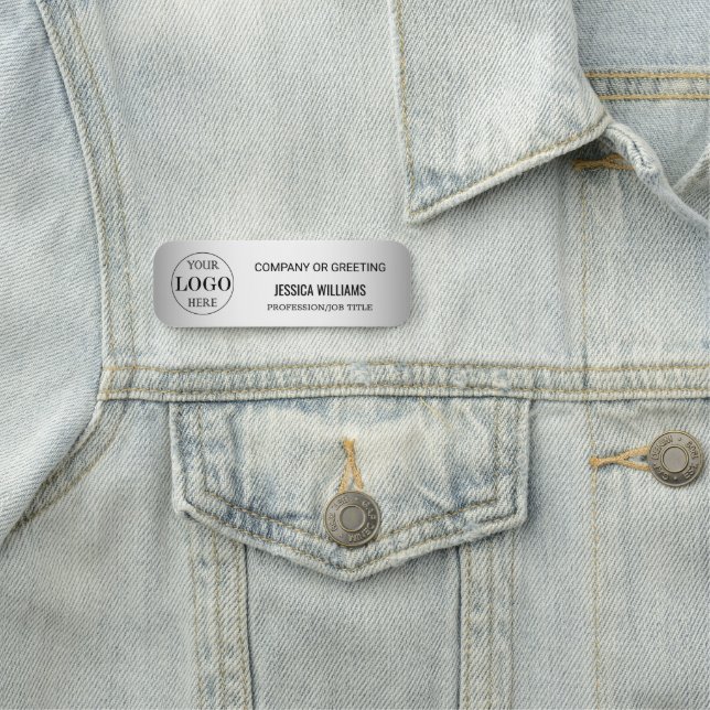 Blurred Grey Background Custom Logo Business Name Tag (In Situ)