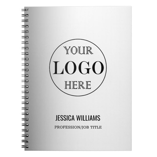 Blurred Grey Background Custom Logo Business Notebook (Front)