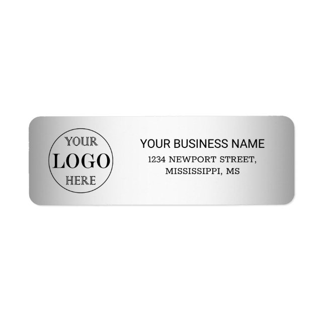 Blurred Grey Background Custom Logo Business Return Address Label (Front)