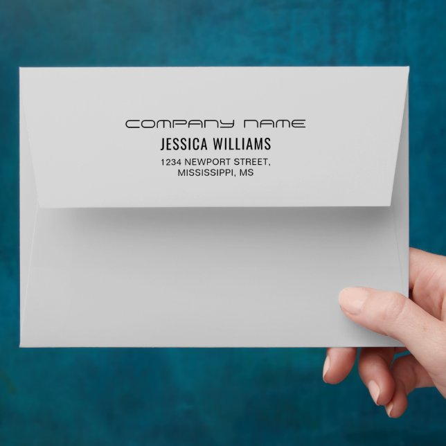 Blurred Grey Background Return Address Business Envelope (Hand)