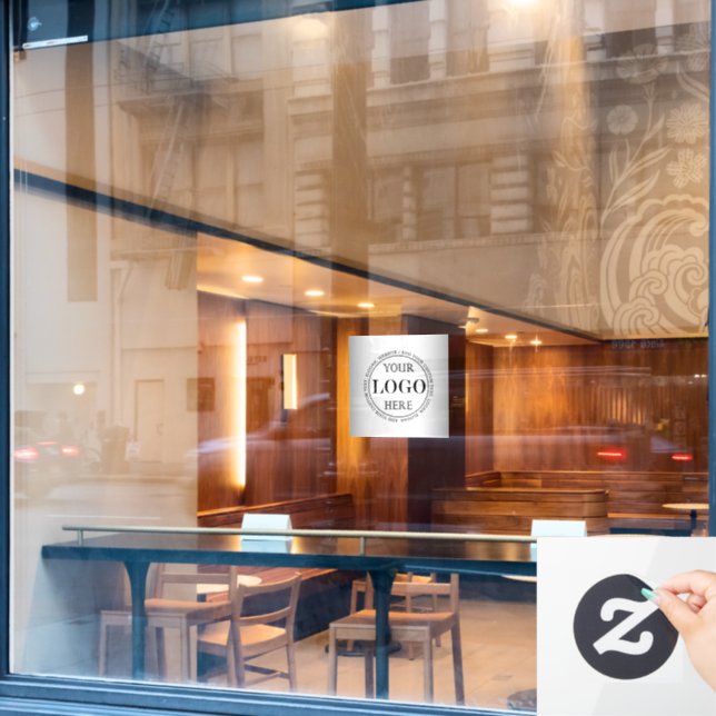 Blurred Grey Background Social Media Logo Business (Cafe Window)