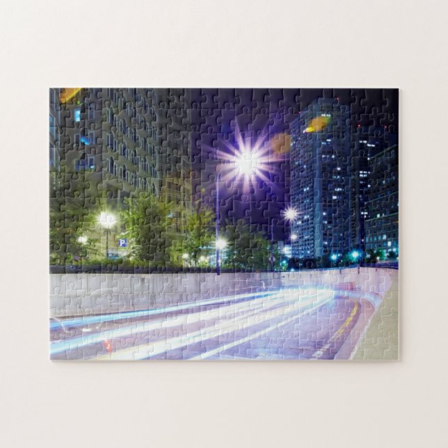 Blurred Traffic at Night Jigsaw Puzzle (Horizontal)