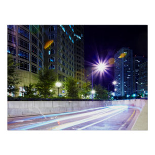 Blurred Traffic at Night Poster